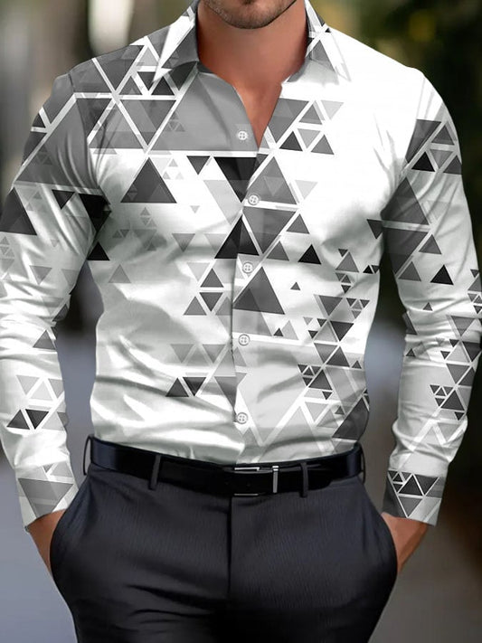 Men's Retro Business Design Printed Pocket Casual Shirt