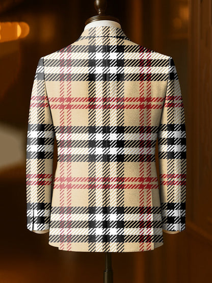 Men's Business Casual Large Pocket Notch Lapel Print Blazers