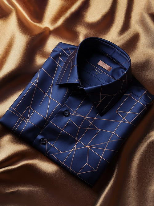 Men's Satin Luxe Print Short Sleeve Button Shirt