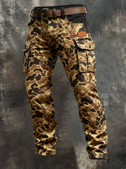 Men's Vintage Camouflage Distressed Pocket Work Pants