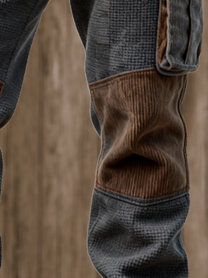 Men's Vintage Outdoor Knee Pad Waffle Pocket Work Pants