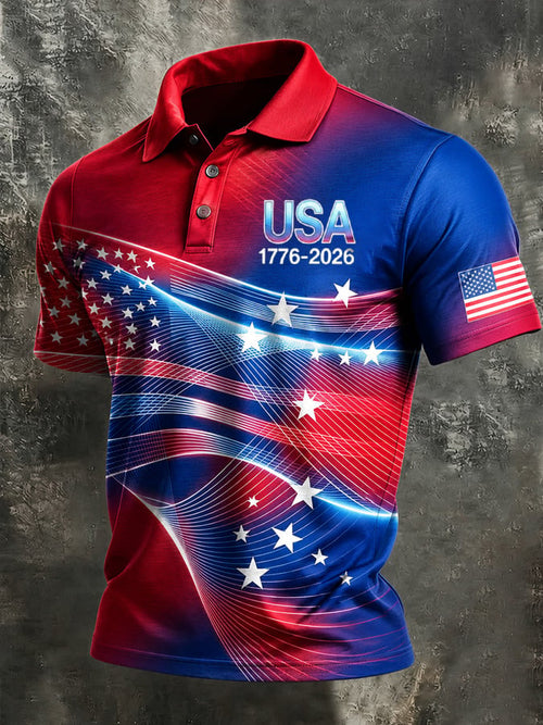 Men's 250th Anniversary Printed Casual Polo Shirt