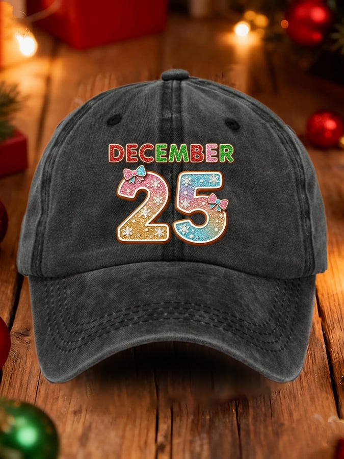 Retro Christmas December 25 Print Baseball Cap