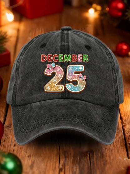 Retro Christmas December 25 Print Baseball Cap