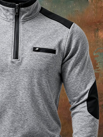 Men's Retro Contrast Color Comfort Zip-Up Sweatshirt