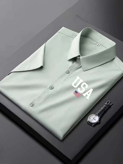 Men's Independence Day Flag Print Short Sleeve Shirt