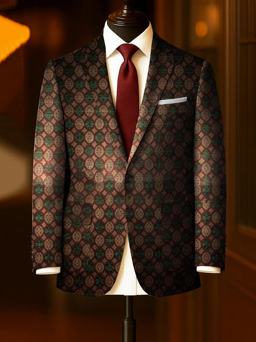 Men's Business Casual Large Pocket Print Blazers