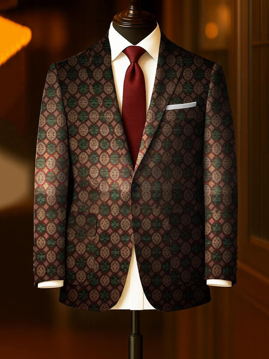 Men's Business Casual Large Pocket Print Blazers