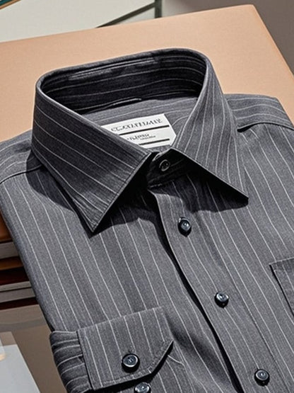 Men's Gradient Lapel Long Sleeve Shirt