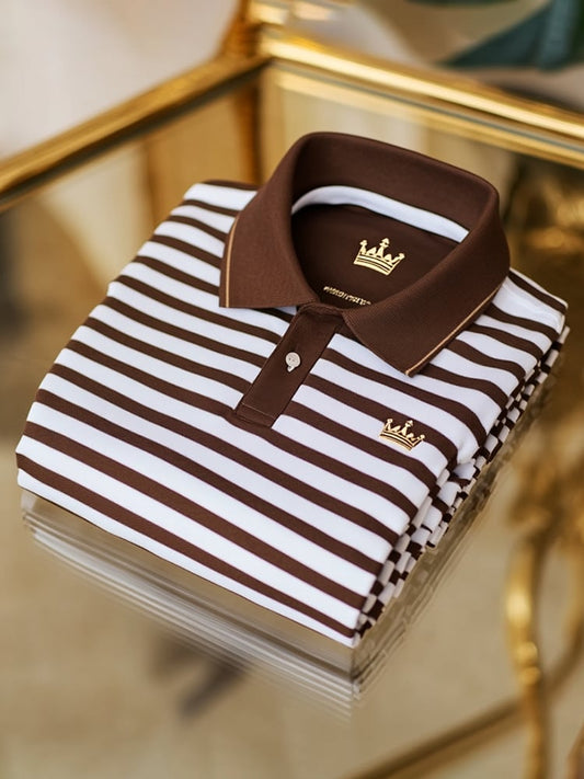 Men's Classic Business Logo Button Short Sleeve Polo Shirt