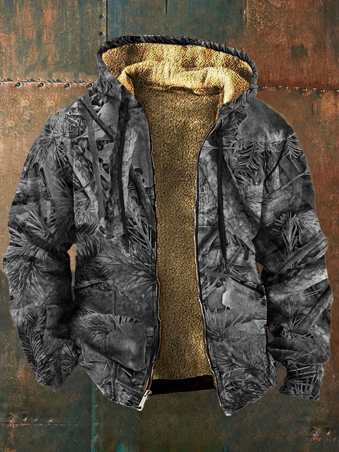 Men's Vintage Camouflage Fleece Zipper Jacket