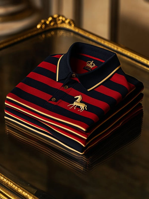 Men's Business Casual Logo Button Short Sleeve Polo Shirt