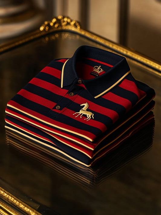 Men's Business Casual Logo Button Short Sleeve Polo Shirt