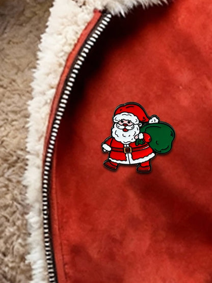 Men's Retro Suede Christmas Vest Jacket (With Detachable Brooch Design)