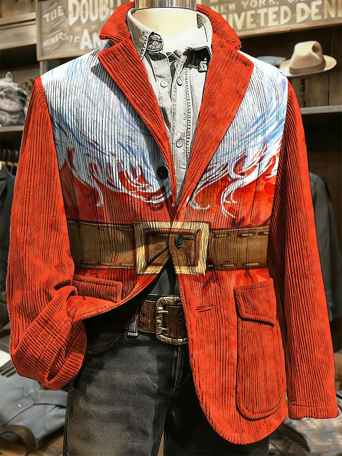Men's Christmas Art Design Print Casual Coat