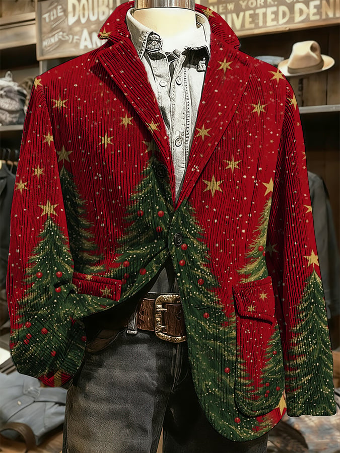 Men's Christmas Art Design Print Casual Coat