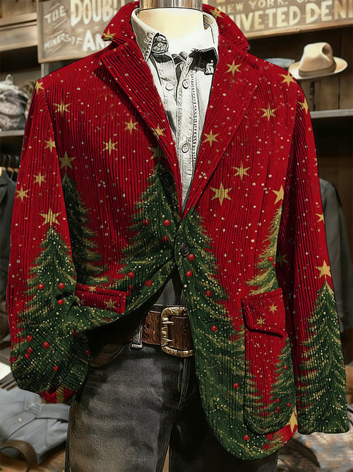 Men's Christmas Art Design Print Casual Coat