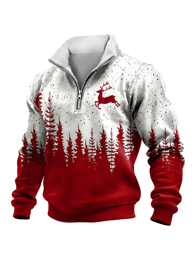 Men's Casual Retro Print Long-Sleeve Sweatshirt