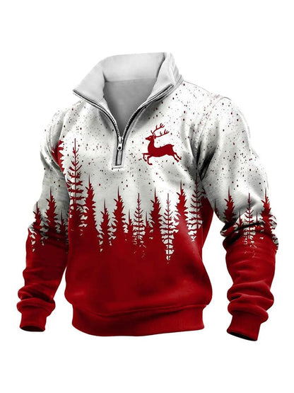 Men's Casual Retro Print Long-Sleeve Sweatshirt