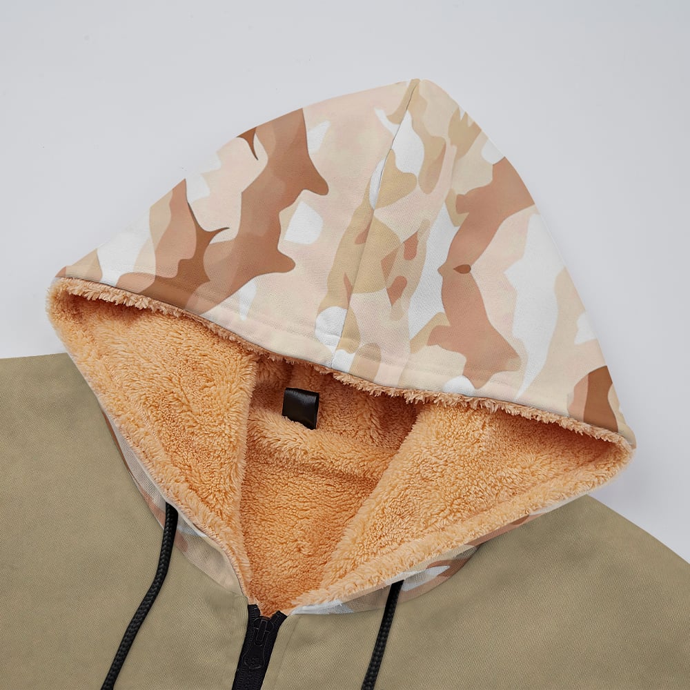 Men's Vintage Western Tiger Camouflage Print Fleece Zipper Jacket