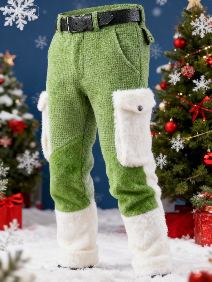 Men's Christmas Plush Waffle Pants