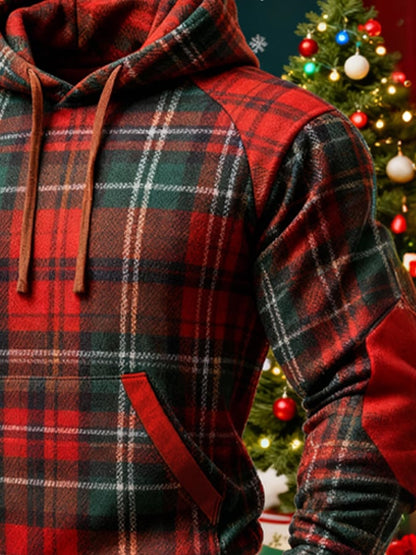 Men's Retro Distressed Color Block Print Casual Long Sleeve Sweatshirt