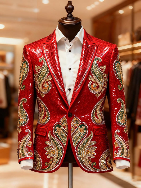 Luxury Paisley Lapel Suit Jacket for Men