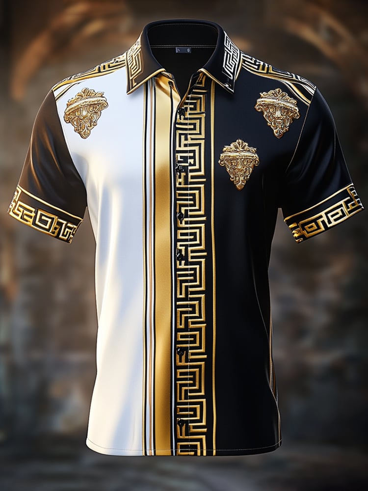 Men's Satin Luxe Print Short Sleeve Button Shirt