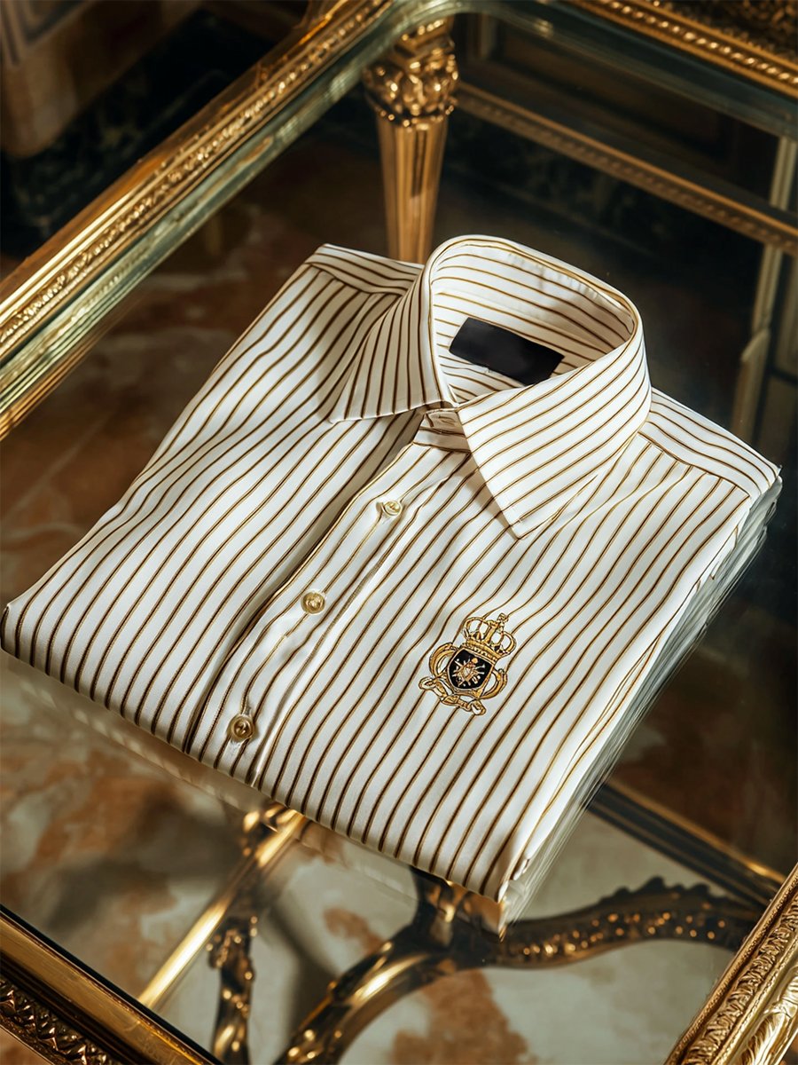 Men's Satin Luxury Business Striped Short Sleeve Button Shirt