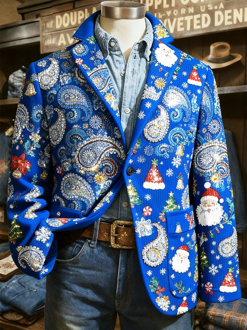 Men's Corduroy Christmas Lapel Blazer