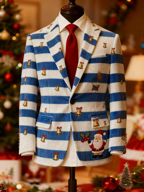Men's Corduroy Christmas Santa Collar Suit Jacket