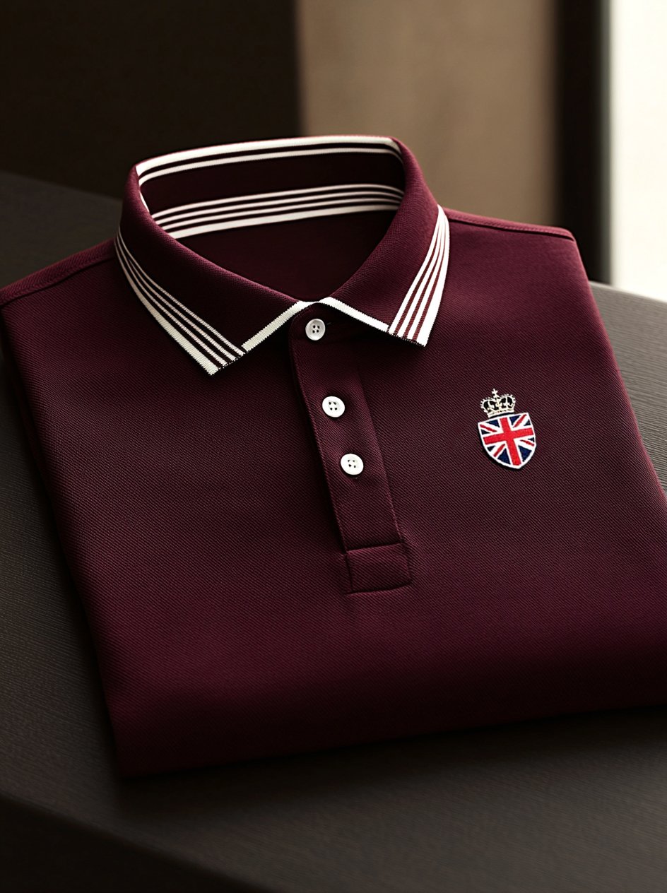Men's Business Casual Union Jack Button Short Sleeve Polo Shirt