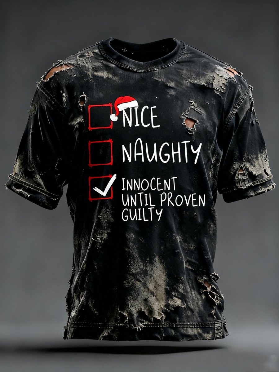 Men's Casual Retro Christmas Print T-shirt
