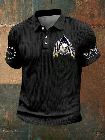 Men's Vintage Flag 1776 Printed Polo Shirt