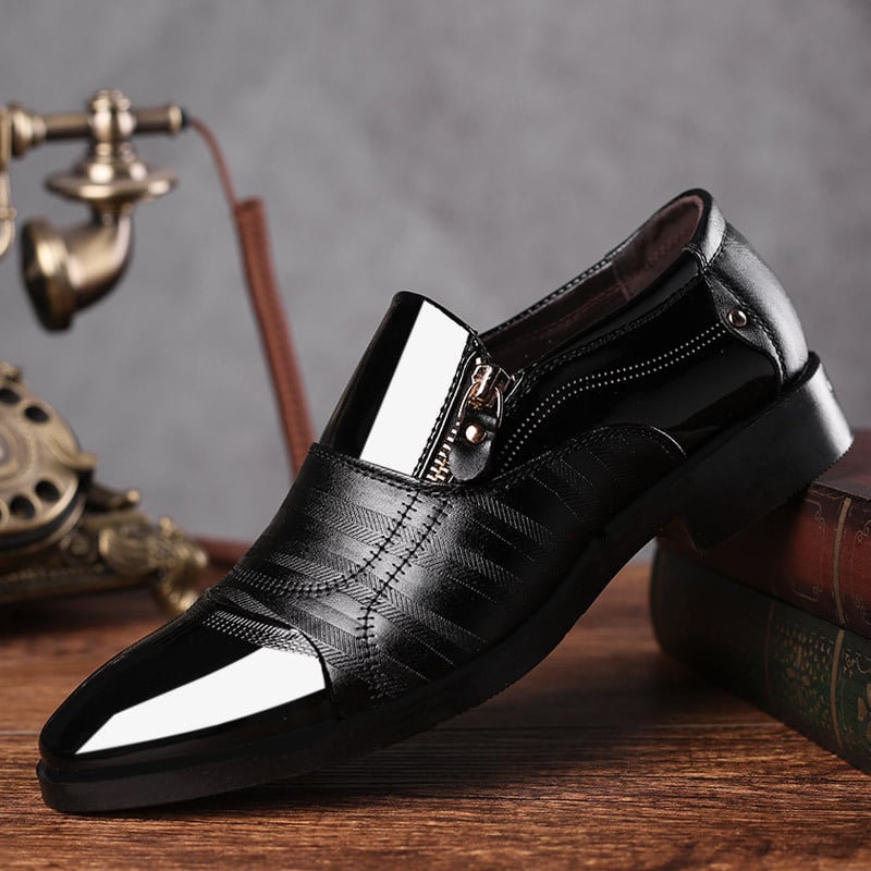 Men'S Business Leather Shoes Slip-On Sandals Hollow Out Single Shoes