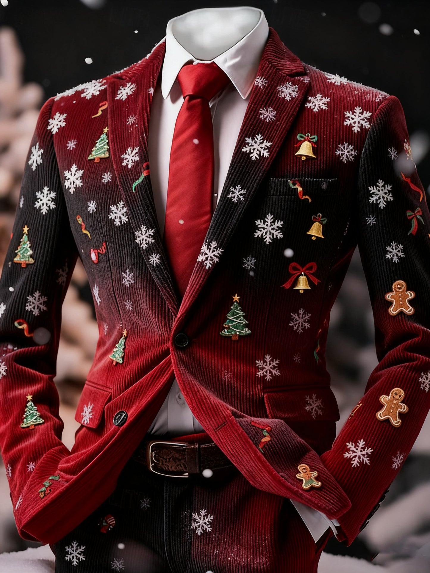 Men's Vintage Christmas Patchwork Casual Jacket