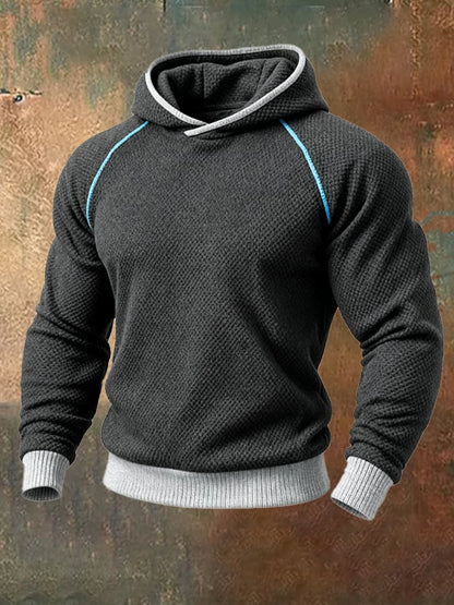 Men's Vintage Colorblock Suede Hooded Sweatshirt