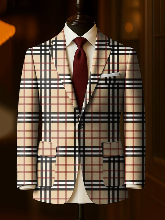 Men's Business Casual Plaid Large Pocket Blazer