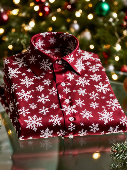 Men's  Christmas Long Sleeve Button-Down Shirt