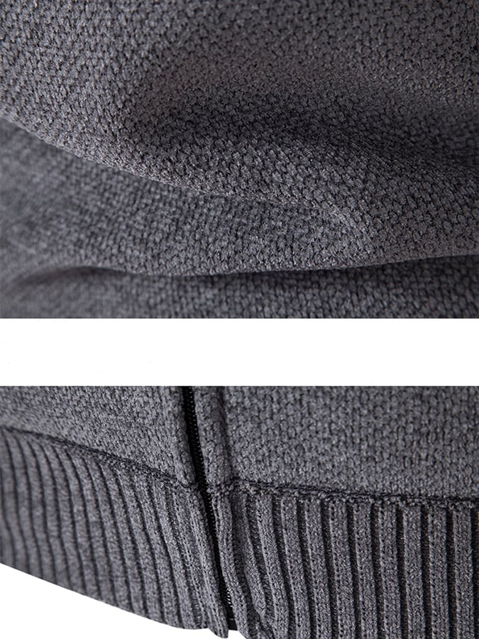 Men's Stylish Contrasting Color Design Velvet Warm Zipper Sweater Jacket