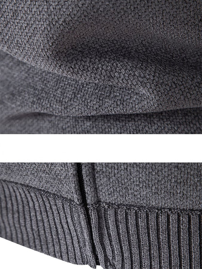 Men's Stylish Contrasting Color Design Velvet Warm Zipper Sweater Jacket