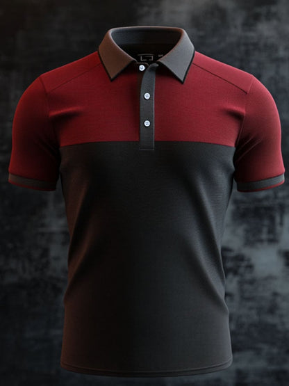Men'S Casual Classic Contrast Color Print Business Short-Sleeved Polo Shirt