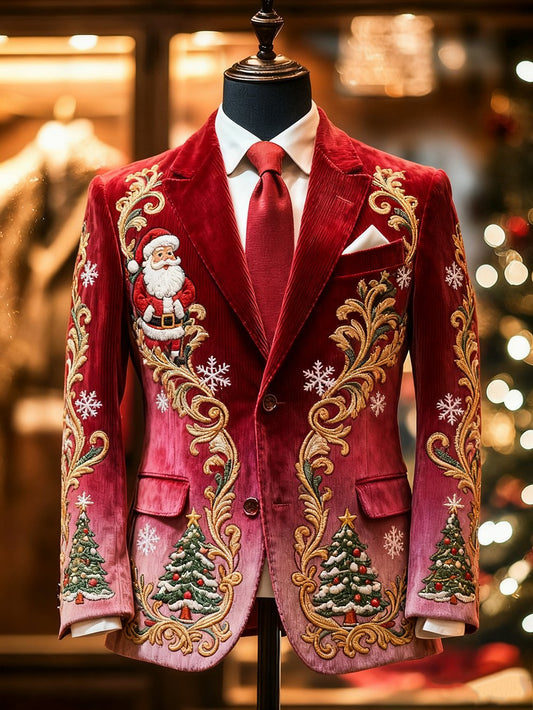 Men's Vintage Casual Christmas Party Corduroy Blazer