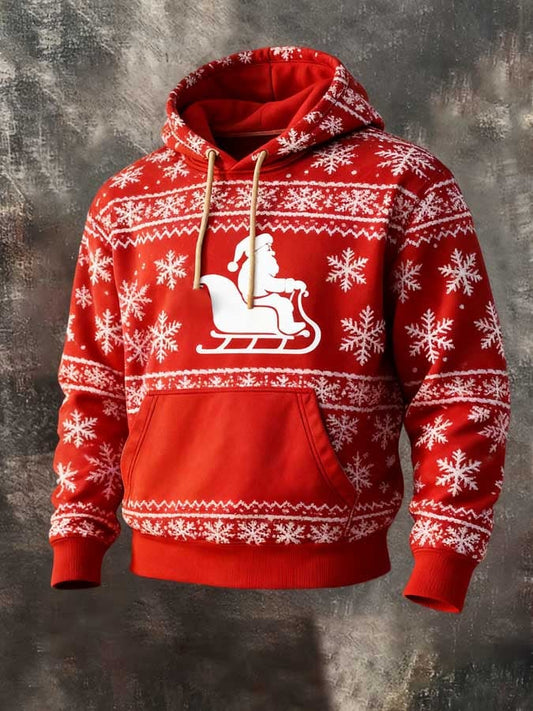 Vintage Christmas Santa Claus Print Hoodie