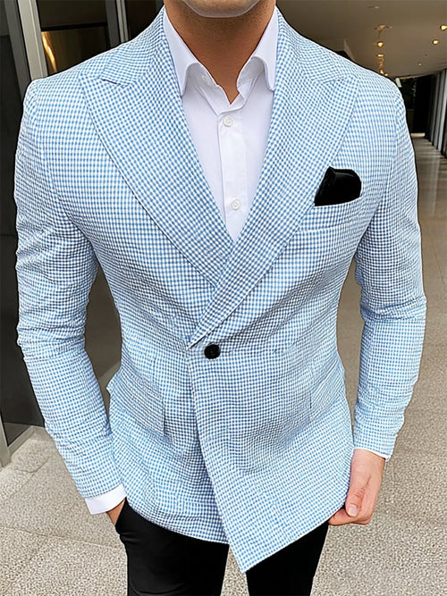 Men's Business Casual Plaid Suit