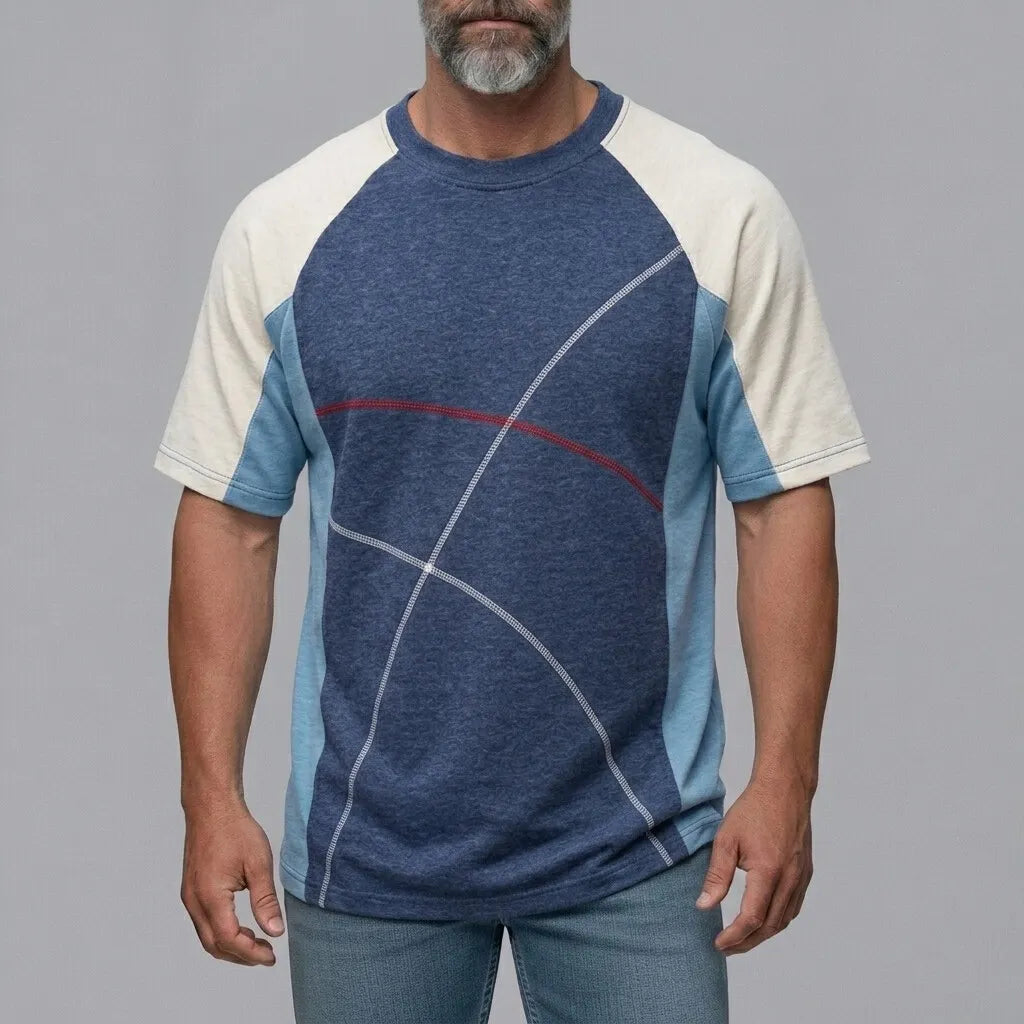 Men's Sports Colorblock Geometric Pattern Crew Neck Raglan Sleeve T-Shirt