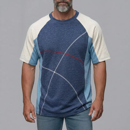 Men's Sports Colorblock Geometric Pattern Crew Neck Raglan Sleeve T-Shirt