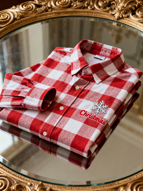 Men's Christmas Plaid Long Sleeve Shirt
