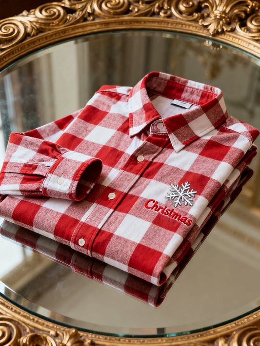 Men's Christmas Plaid Long Sleeve Shirt