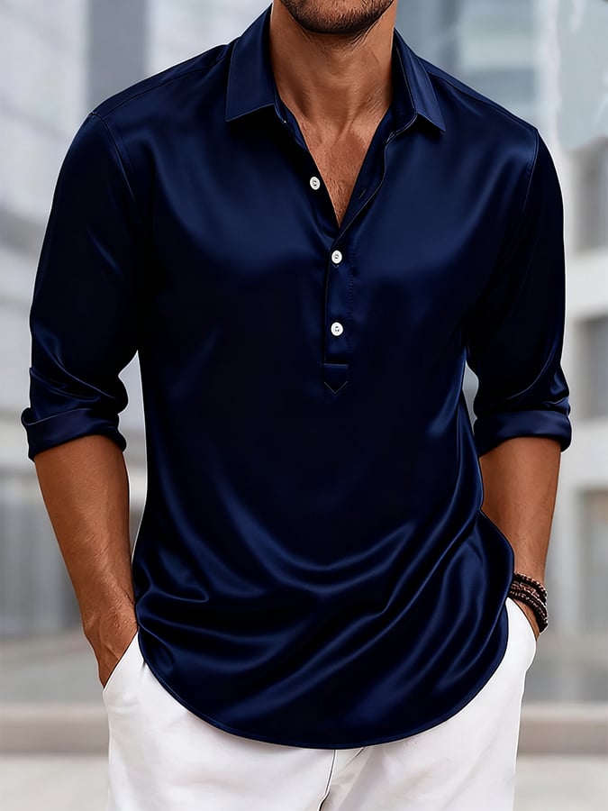 Men's Business Luxury Long Sleeve Lapel Button Down Casual Shirt